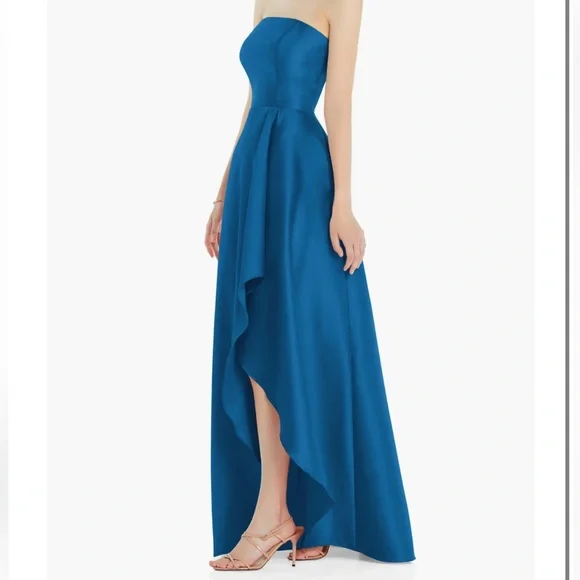 Alfred Sung D832 Strapless Satin Twill‎ Gown Classic Blue 10 - Picture 2 of 8